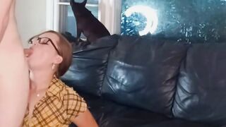 Massive Cumshot Facial on a Horny Brunette MILF