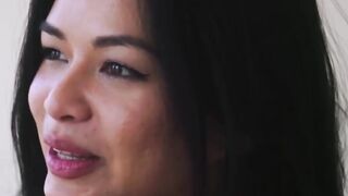 Busty Asian lesbian gets fingered and squirt