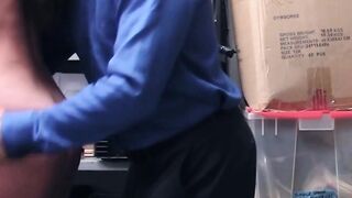 Milf shoplifter services rock hard cocks on her knees