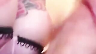 Tattooed Amateur Gives Lucky Man Intense Webcam Blowjob