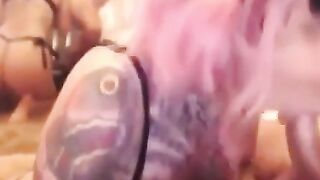 Tattooed Amateur Gives Lucky Man Intense Webcam Blowjob