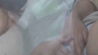 Lovely woman probes her hole as watcher eyes her up close