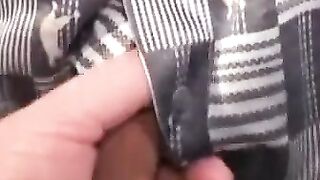 Mature amateur gets hands on play before stroking cock