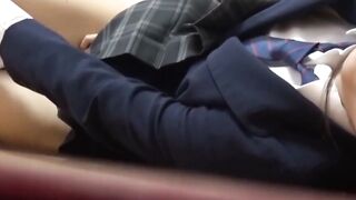 Peeping voyeur catches Japanese babe finger banging to orgasm alone