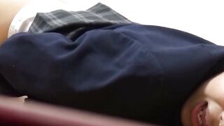 Peeping voyeur catches Japanese babe finger banging to orgasm alone