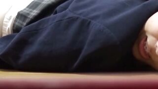 Peeping voyeur catches Japanese babe finger banging to orgasm alone