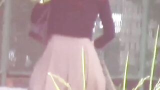 Distressed Japanese lady caught in camera urinating outdoors