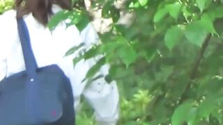 Distressed Japanese lady caught in camera urinating outdoors