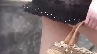 Distressed Japanese lady caught in camera urinating outdoors