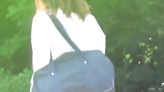 Distressed Japanese lady caught in camera urinating outdoors