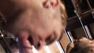 Tatted athletic hunk gets sloppy BJ during fingering action