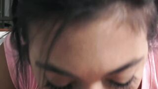 My teen stepsis Brooklyn Gray blows my hard dick while I record her