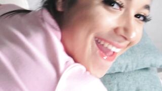 My teen stepsis Brooklyn Gray blows my hard dick while I record her