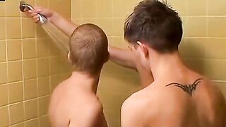 Bottom swallows jocks load after undie blowjob