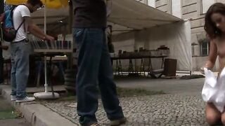 Barefoot Small Tits Jacqueline Fully Nude Bound For Public Sex On The Street Gangbang