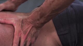 Masseur Dallas Steele slides huge cock inside Billy Santoro
