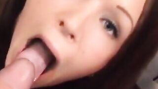 Excited Babe Gives a Sloppy Blowjob in a Shop