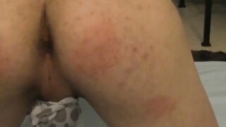 Young Japanese man spreads his cheeks while jerking off