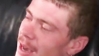 Rough stud jerks off solo and cums all over himself