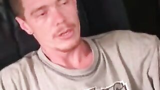 Rough stud jerks off solo and cums all over himself