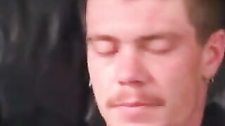 Rough stud jerks off solo and cums all over himself