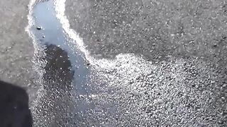 This babe feels embarrased after getting caught peeing outdoors