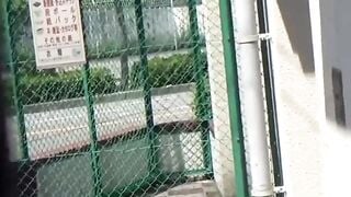 This babe feels embarrased after getting caught peeing outdoors