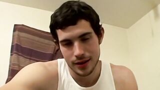 Straight Hunter splashes thick semen all over his bare foot