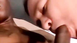 Black straighties BBC sucked by chubby cum addict
