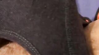 Cain makes a sticky mess in his undies while jerking off