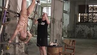 Blond twink endures painful clothespin nipple