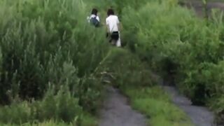 Peepers lens views duo of Asian women blasting their streams