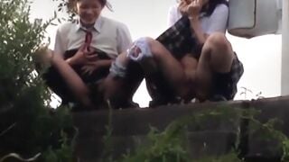 Peepers lens views duo of Asian women blasting their streams