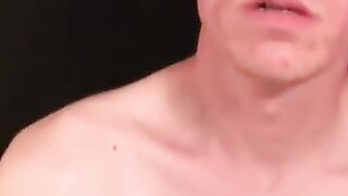 Gay hunk flaunts body and big cock while stroking