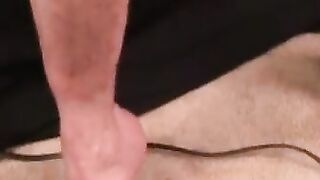 Gay hunk flaunts body and big cock while stroking
