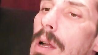 Rough dude smokes while jerking off during the interview