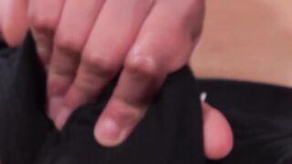 Bottom Derek fills his ass with fingers while jerking