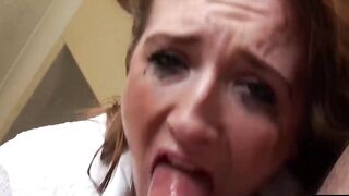 Natural redhead Sabrina Jay is barely holding on while her master roughly fucks her