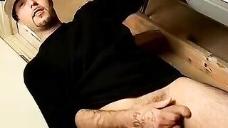 Straight  thug strokes small cock while using fleshlight