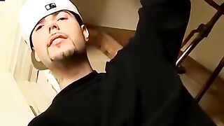 Straight  thug strokes small cock while using fleshlight