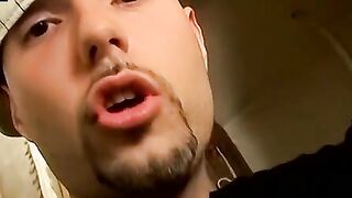 Straight  thug strokes small cock while using fleshlight