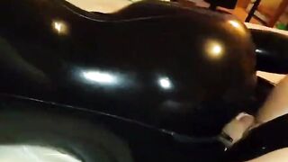 Fucking My Curvy Girl in a Black Latex Catsuit, Doggy Style