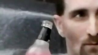 Amateur covered in facial after blowjob cum marathon