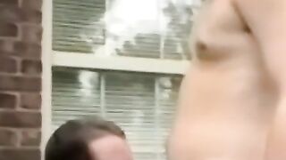 Amateur covered in facial after blowjob cum marathon