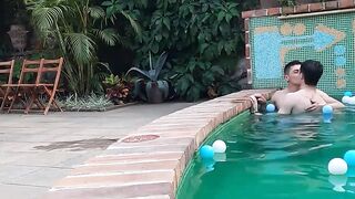 Axxl Mart exits the pool to flip fuck James VIP roughly