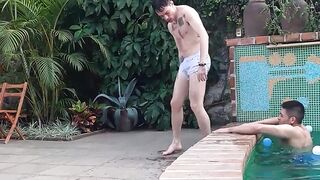 Axxl Mart exits the pool to flip fuck James VIP roughly