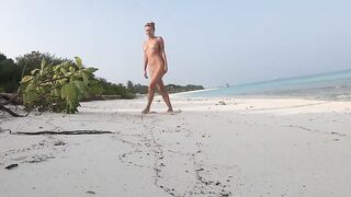 Blonde Solo Female's Nudist Walk on the Beach