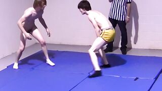 Lester Braxston and Adam Clark twist wrestle with boss Tye