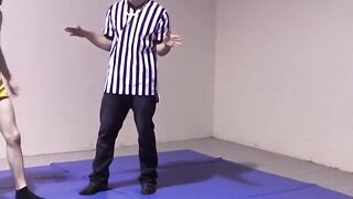 Lester Braxston and Adam Clark twist wrestle with boss Tye