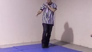 Lester Braxston and Adam Clark twist wrestle with boss Tye